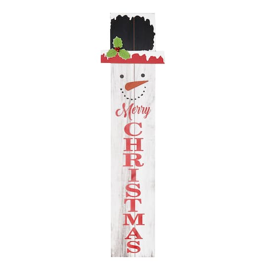 40" Merry Christmas Snowman Wood Standing Porch or Hanging Sign